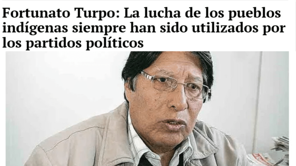 FORTUNATO TURPO: LA LUCHA DE LOS PUEBLOS INDÍGENAS SIEMPRE HAN SIDO UTILIZADOS POR LOS PARTIDOS POLÍTICOS.